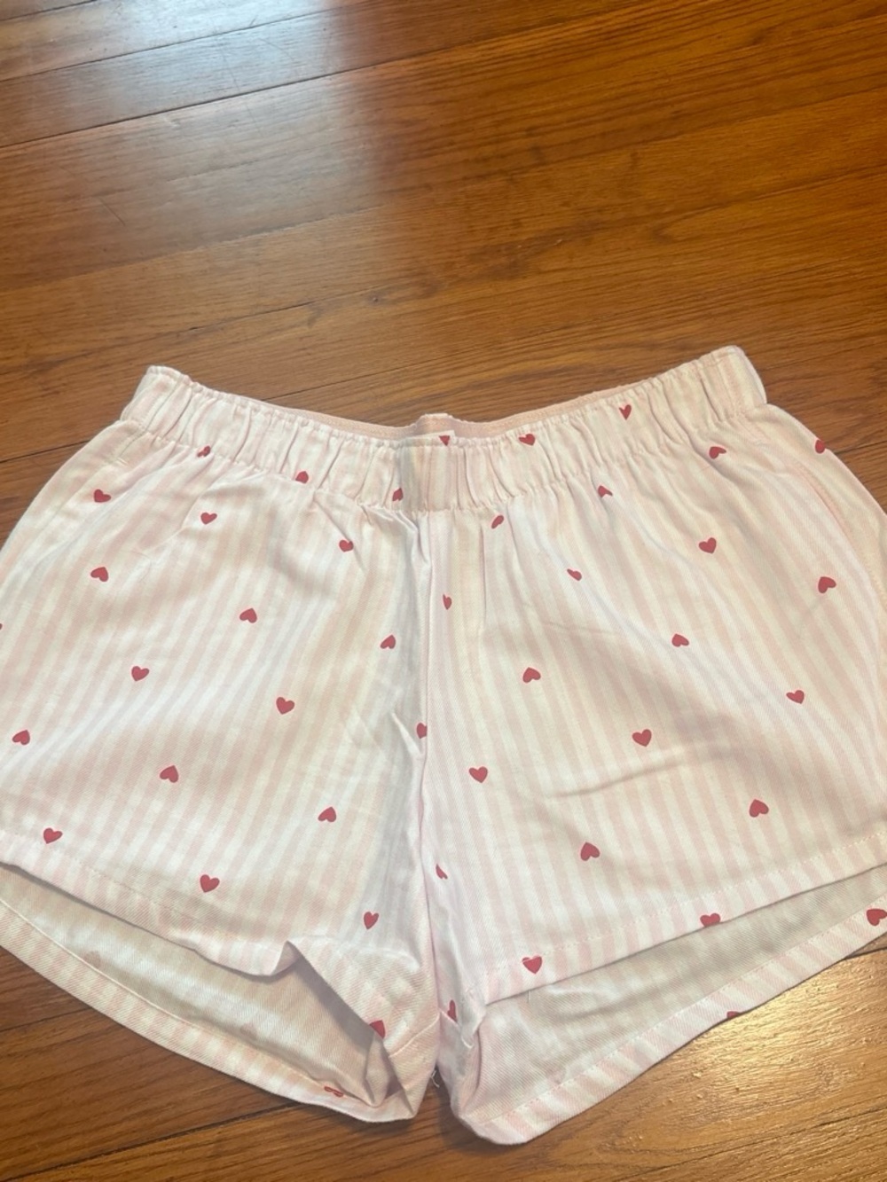 Hollister Pink Striped Heart-Print Sleep Shorts